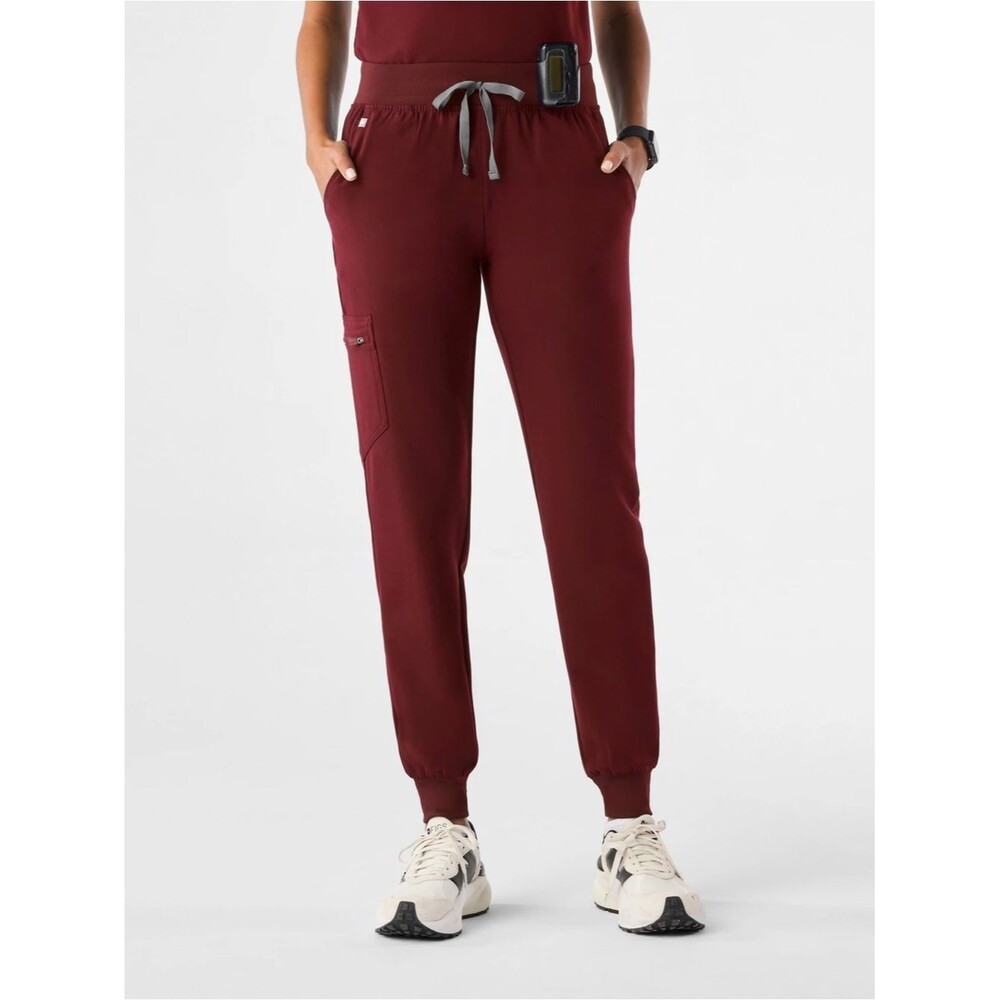 Women's Zamora Drawstring Jogger Scrub Pants in Burgundy Size Medium